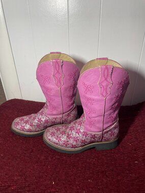 Girls 11 Roper Cowboy Boots, Pink Sparkle